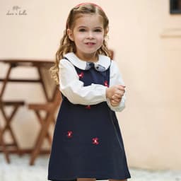 Dave Bella Girls Knitted Dress Spring Autumn Children Clothes Kids Sweet Elegant Dress Long Sleeve Outdoor Charm Party DB1260579