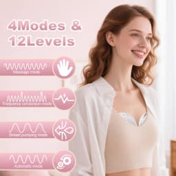 Wearable Electric Breast Pump with Breast Pump Bag, Strong Suction & Low Noise, 4 Modes 12 Levels, Includes 19/21/24mm Flanges