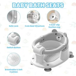 Baby Bath Seat for Babies 6 Months Plus.Cute Bear Non-Slip Baby Bath Chair Safe Infant & Newborn Bathtub Chair