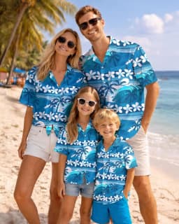 Summer Men's Family Wear Beach Hawaiian Shirt Tropical Summer Style Plant Flower Pattern Print  Shirt Vacation Gift Child T-Shir