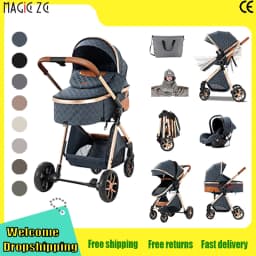 Lightweight 3-IN-1 Baby Stroller Travel System Pram with Adjustable Seat Baby Car with Car Seat Buggy Newborns New Baby Carriage
