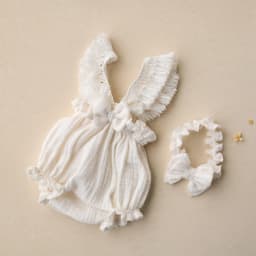 Boho Newborn Photo Props Ruffle Baby Outfit Lace Trim Romper Infant Picture Session Clothing Studio Posing Suits