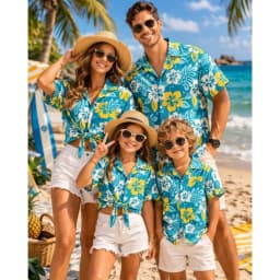 Hawaiian Children's Shirt Plant Flower Pattern Print Family Dress Beach Parent Vacation Style Parent Child T-Shirt Men's Tops