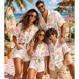Hawaiian Children's Shirt Plant Flower Pattern Print Family Dress Beach Parent Vacation Style Parent Child T-Shirt Men's Tops