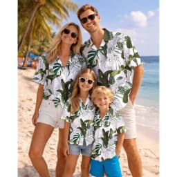 Hawaiian Children's Shirt Plant Flower Pattern Print Family Dress Beach Parent Vacation Style Parent Child T-Shirt Men's Tops