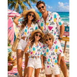 Hawaiian Children's Shirt Plant Flower Pattern Print Family Dress Beach Parent Vacation Style Parent Child T-Shirt Men's Tops