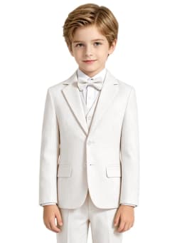 Notched Lapel Boys Suit Set 3 Pieces For Stage Performance Smart Formal Kids Slim Fit Suits Wedding Guest Clothes 2-20T Tuxedo