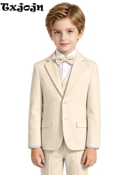 Notched Lapel Boys Suit Set 3 Pieces For Stage Performance Smart Formal Kids Slim Fit Suits Wedding Guest Clothes 2-20T Tuxedo