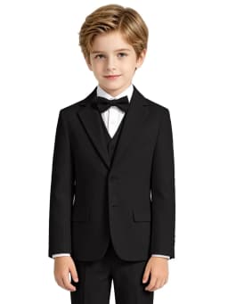 Notched Lapel Boys Suit Set 3 Pieces For Stage Performance Smart Formal Kids Slim Fit Suits Wedding Guest Clothes 2-20T Tuxedo