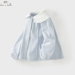 Dave Bella Shirt Autumn Blouse Top Spring Blue Long Sleeve Sweet Casual Girls Clothes Elegant Lace Lapel Party Fashion DB3262972
