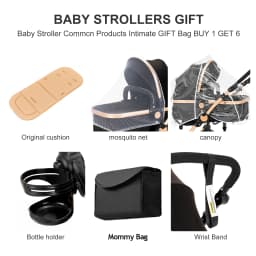 3-in-1 Baby Stroller Combo Travel System Lightweight Aluminum Frame Quick Folding All-Terrain Wheels with Suspension Reclining Backrest Comfortable Seat for Newborns with 6 Free Gifts