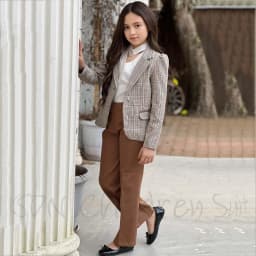 Fashion Kids Girls Suit Plaid Notch Lapel Single Breasted Jacket Brown Pants Children Casual School Birthday Party Outfit Set