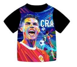 CR7 Cristiano Ronaldo Cartoon Print Boys Pyjamas Set Girls Pjs Outfit Nightwear Short Pants&Top Sleepwear Kids Homewear 6-13