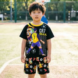 CR7 Cristiano Ronaldo Cartoon Print Boys Pyjamas Set Girls Pjs Outfit Nightwear Short Pants&Top Sleepwear Kids Homewear 6-13