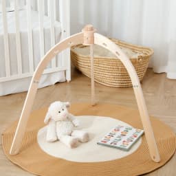 Wooden Baby Gym Frame Foldable Space Saving No Tools Assembly Lightweight 1130g Rounded Edges for Newborns