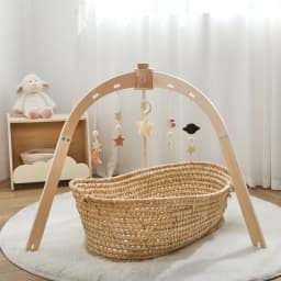 Wooden Baby Gym Frame Foldable Space Saving No Tools Assembly Lightweight 1130g Rounded Edges for Newborns