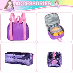 16 Inch Sequin Backpack for Girls School Bag with Lunch Box for Elementary Students Lightweight and Stylish