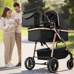 Baby Stroller 3 in 1 Stroller Lightweight Portable Travel Pram High Landscape Four Wheel Hand Push Newborn Carriage Street Fashion Mom Shop Cart