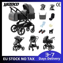Lightweight 3-in-1 Multi-functional Baby Stroller Reclining Folding Pushchair High Landscape Baby Carriage with Storage