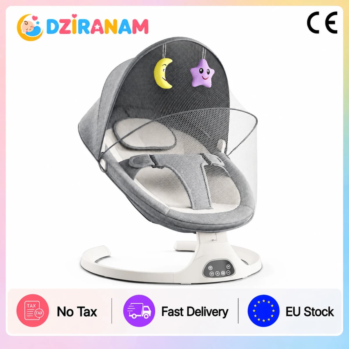 Electric Baby Swing 5 Speed Bluetooth Music Remote Control Timer Sensor Mode Foldable Mosquito Net Baby Rocking Chair Baby Bouncer for Newborn Infants 0 to 12 Months Hands Free Soothing Nursery Travel Essential