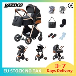 Adjustable High Seat 3-in-1 Baby Stroller Kit with Infant Safety Car Seat, Summer Cool Breathable Material, Ultra-Light Aerospace Aluminum Frame, Portable Foldable Travel Buggy
