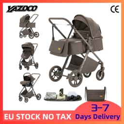 Multifunctional 3-in-1 Baby Travel Stroller Kit, Portable Light Alloy Frame, Sweat Resistant Ventilated Cushion, Foldable Flat Lie Toddler Carriage