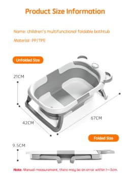 PANGDUBE Portable Foldable Baby Bathtub, Travel Bathtub for Newborn 0-36 Months, Real-Time Temp Sensor, Floating Bath Mat