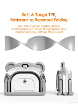 PANGDUBE Portable Foldable Baby Bathtub, Travel Bathtub for Newborn 0-36 Months, Real-Time Temp Sensor, Floating Bath Mat