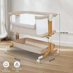 Baby Crib 3 in 1 Baby Bed Bedside Crib Baby Playpen 0-3 years child multi-function folding and lifting With Mosquito Net & Wheel