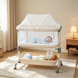 Baby Crib 3 in 1 Baby Bed Bedside Crib Baby Playpen 0-3 years child multi-function folding and lifting With Mosquito Net & Wheel