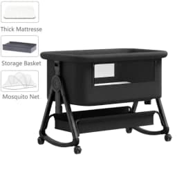 2026 Elegant Foldable Baby Crib, Multi‑Functional Height Adjustable Movable Bedside Swing Cradle, Portable Infant Sleeping Bed for Newborn Home & Travel Use