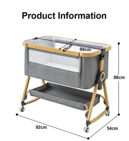 2026 Elegant Foldable Baby Crib, Multi‑Functional Height Adjustable Movable Bedside Swing Cradle, Portable Infant Sleeping Bed for Newborn Home & Travel Use