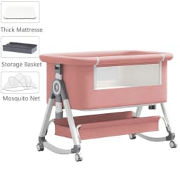 2026 Elegant Foldable Baby Crib, Multi‑Functional Height Adjustable Movable Bedside Swing Cradle, Portable Infant Sleeping Bed for Newborn Home & Travel Use