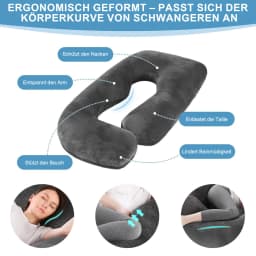 J-Shaped Full Body Pillow for Pregnant Women 175x65x25 cm Soft Side Sleeper and Still Pillow with Removable Cover Reloding Back Belly and Hip