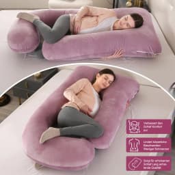 J-Shaped Full Body Pillow for Pregnant Women 175x65x25 cm Soft Side Sleeper and Still Pillow with Removable Cover Reloding Back Belly and Hip