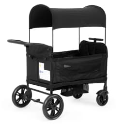 Stroller for 2 Children, Foldable Stroller with 2 High Seats with 8-Point Harnesses and Adjustable Canopy, with Sunshade, 5-Point Harness, 600D Oxford Cloth and Breathable Elastic Band, Perfect for Garden, Camping, Grocery Cart. Black.