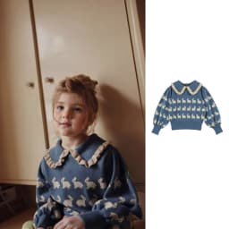 2026 Fall/Winter New Girls' Sweater Cute Rabbit Versatile Printed Knitted Sweater Children's Western-style Long-Sleeved Top