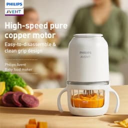Philips Avent Baby Food Maker 150W 2 Glass Cups 2 Blades 25000RPM 316L 8-Blade Cutter Mini Food Processor