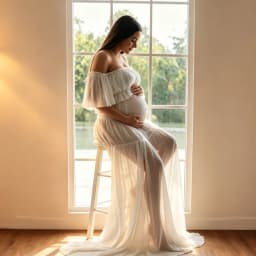 Cooling White Chiffon Maternity Dress - Breathable Lightweight Two Piece Off Shoulder Summer Gown for Maternity Photoshoot