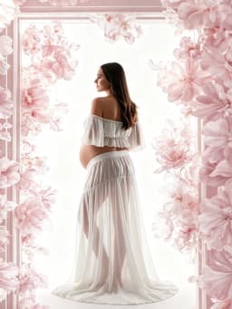Cooling White Chiffon Maternity Dress - Breathable Lightweight Two Piece Off Shoulder Summer Gown for Maternity Photoshoot