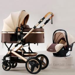 Baby Stroller 3 in 1 with Car Seat 530D Baby Carriage Removed Sleeping Basket Two-way Travel Stroller High Quality Belecoo
