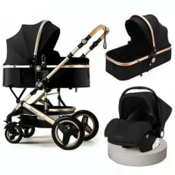 Baby Stroller 3 in 1 with Car Seat 530D Baby Carriage Removed Sleeping Basket Two-way Travel Stroller High Quality Belecoo
