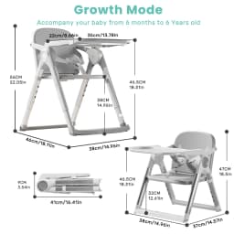 Baby Folding Booster Seat High Chair For Dining, Baby Toddler Portable Feeding Seat for Children 6 Months to 3 Years Approx