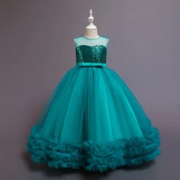 Sequined Children Elegant Dress Young Girl Long Wedding Dresses Teenager Girl's Festive Clothes From 5 to 12 Years