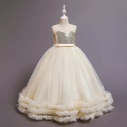 Sequined Children Elegant Dress Young Girl Long Wedding Dresses Teenager Girl's Festive Clothes From 5 to 12 Years