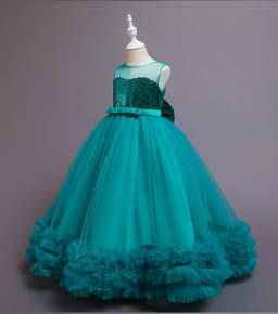 Sequined Children Elegant Dress Young Girl Long Wedding Dresses Teenager Girl's Festive Clothes From 5 to 12 Years