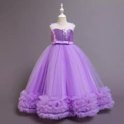 Sequined Children Elegant Dress Young Girl Long Wedding Dresses Teenager Girl's Festive Clothes From 5 to 12 Years