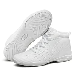 BAXINIER Girls White High Top Cheerleading Shoes Lightweight Youth Cheer Competition Sneakers Kids Training Dance Tennis Shoes