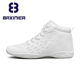 BAXINIER Girls White High Top Cheerleading Shoes Lightweight Youth Cheer Competition Sneakers Kids Training Dance Tennis Shoes