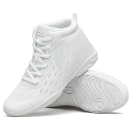 BAXINIER Girls White High Top Cheerleading Shoes Lightweight Youth Cheer Competition Sneakers Kids Training Dance Tennis Shoes